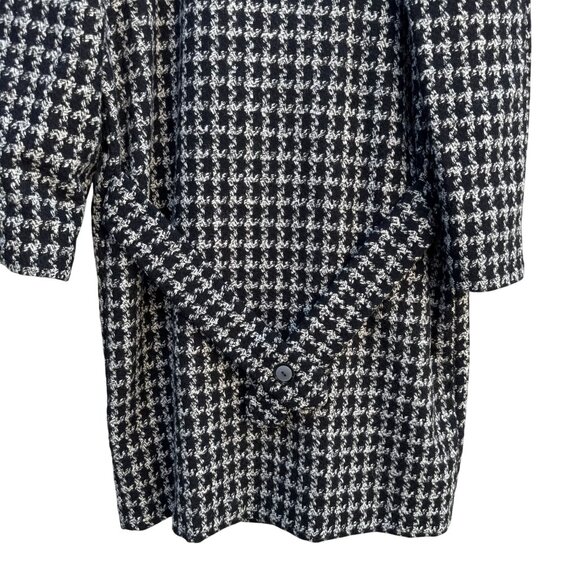 Bestrend Vintage Black & White Houndstooth Wool Blend Chic Outerwear Dress Coat - Picture 9 of 11